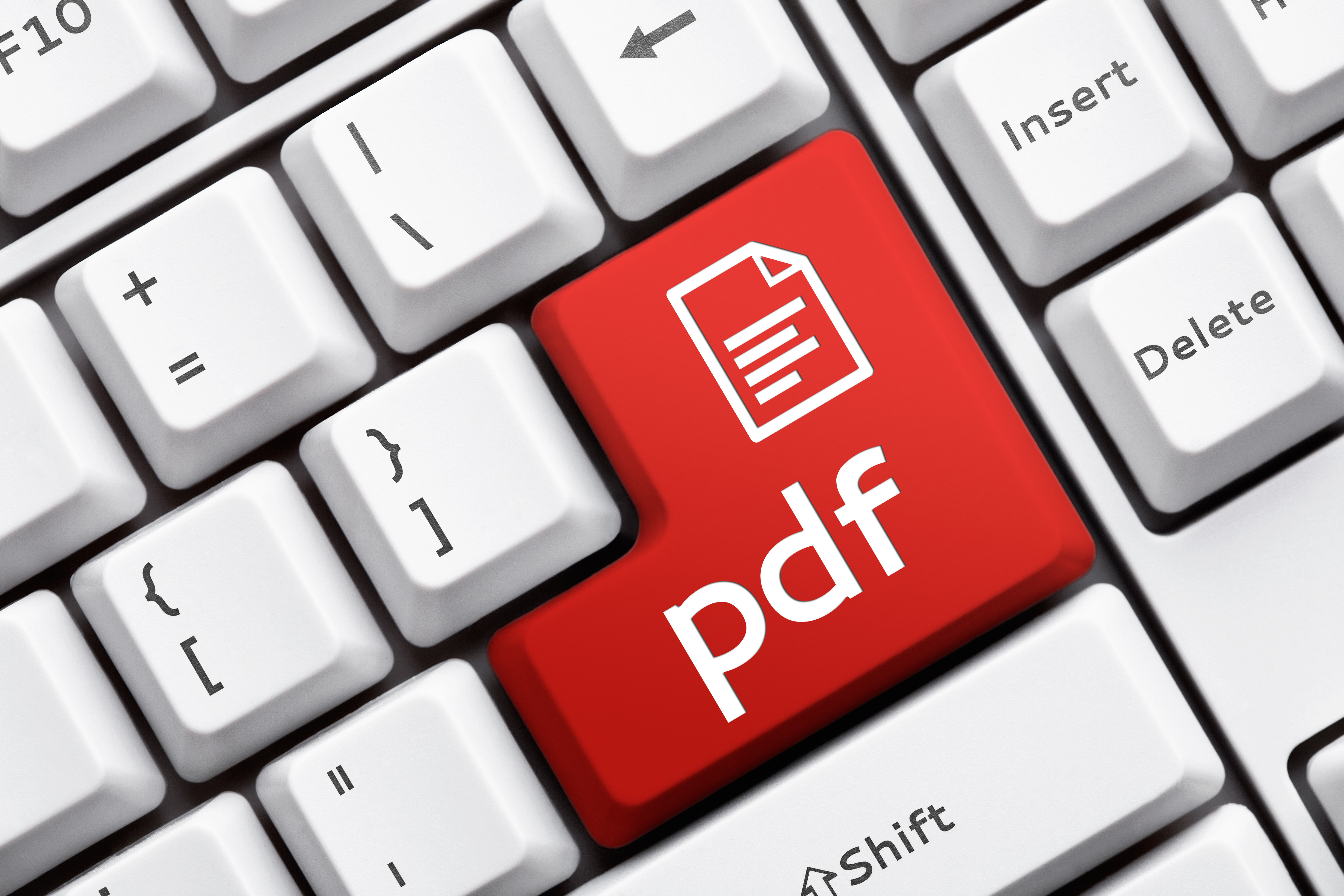PDF Eine Tastatur mit einem Icon als PDF auf der Enter Taste