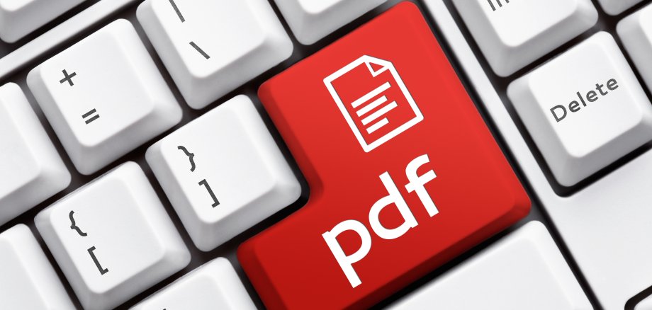 Eine Tastatur mit einem Icon als PDF auf der Enter Taste